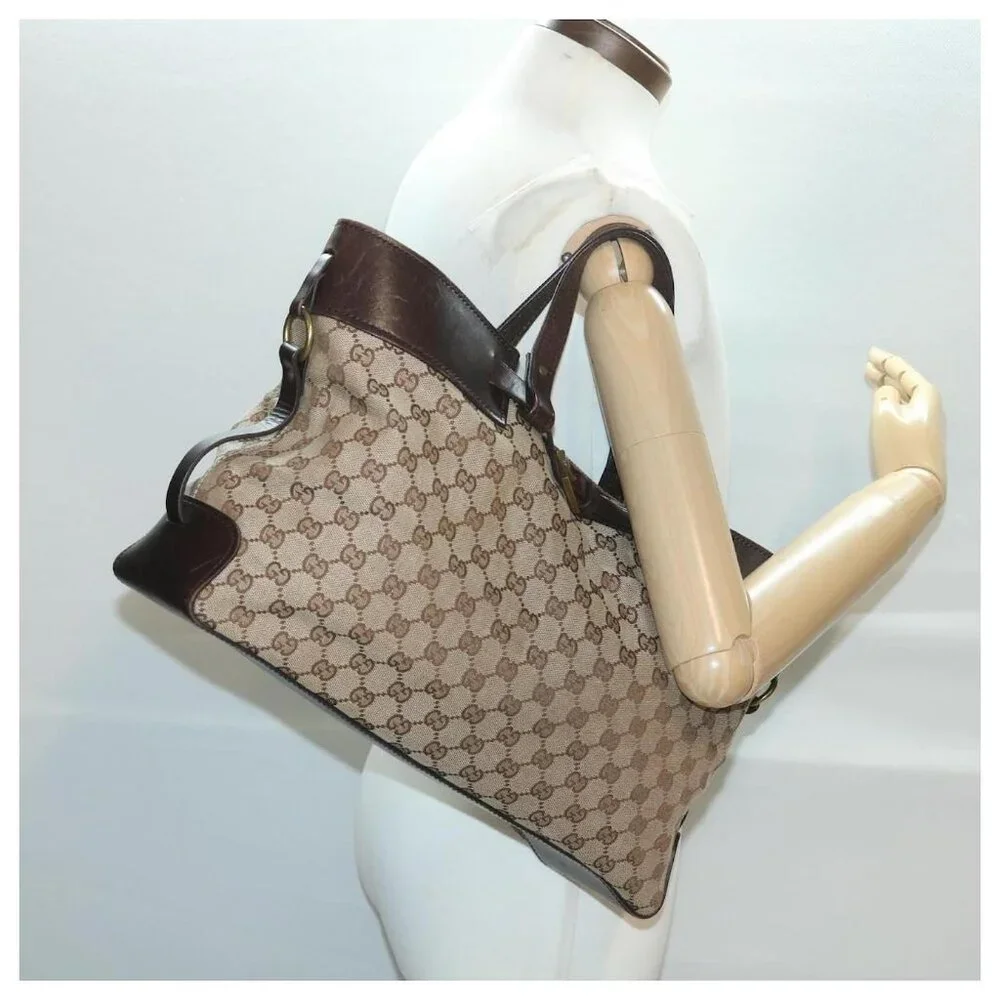❌SOLD❌ Authentic Gucci GG Canvas/Leather Buckle Tote Bag - Picture 7 of 17